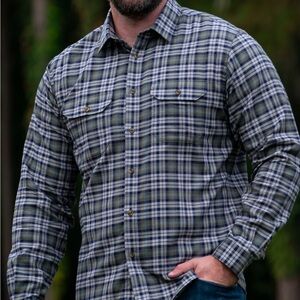 NWT Men’s Coast Apparel Harbor Flannel Shirt In Navy/Charcoal - Size XL